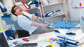  Presentation with chain - Amazing theme having employee-attached-and-chained backdrop and a light blue colored foreground