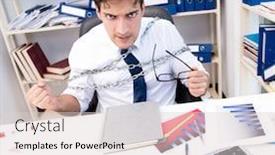  Presentation with chain - Presentation consisting of employee attached and chained to his desk with chain background and a lemonade colored foreground