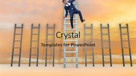  Presentation with career - Theme enhanced with employee being fired and falling background and a  colored foreground