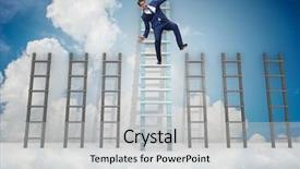  Presentation with career development print images - Colorful theme enhanced with employee being fired and falling backdrop and a light gray colored foreground