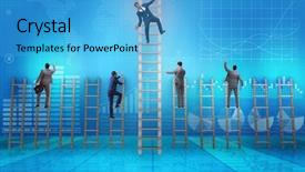  Presentation with career - Slide set featuring employee being fired and falling background and a teal colored foreground