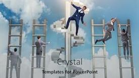  Presentation with career - Slide set having employee being fired and falling from career ladder background and a light gray colored foreground