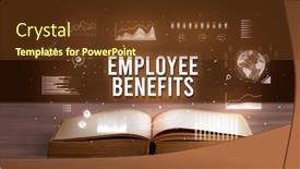  Presentation with employee benefits - Amazing theme having employee-benefits-inscription-coming-out backdrop and a tawny brown colored foreground