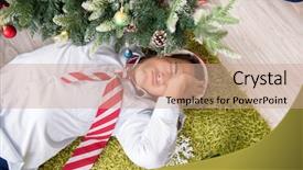  Presentation with collage of families celebrating christmas - Beautiful slide deck featuring young handsome employee celebrating christmas backdrop and a coral colored foreground