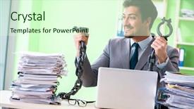  Presentation with workload - Cool new theme with employee chained to his desk backdrop and a  colored foreground