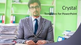  Presentation with workload - Presentation consisting of employee chained to his desk background and a  colored foreground