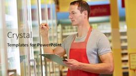  Presentation with checks - Slide deck with employee-checks-inventory background and a coral colored foreground