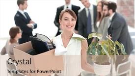  Presentation with new office - Presentation featuring employee coming to office first background and a coral colored foreground