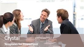  Presentation with team together everyone achieves more - Cool new presentation design with employee communication - happy team laughing together backdrop and a coral colored foreground