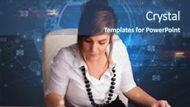  Presentation with connections - Slide set with employee database - manager in front background and a  colored foreground