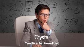  Presentation with database - Slide set featuring employee database - young secretary with doodle multitask background and a gray colored foreground