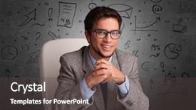  Presentation with database - Colorful presentation theme enhanced with employee database - young secretary with doodle multitask backdrop and a dark gray colored foreground