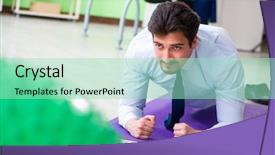  Presentation with exercise kids kid doing fitness - Presentation theme consisting of employee doing exercises during break background and a mint green colored foreground