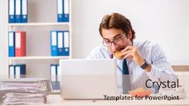  Presentation with healthy eating food photography - Colorful PPT theme enhanced with employee eating food with cockroaches backdrop and a lemonade colored foreground