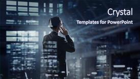  Presentation with late - Cool new PPT theme with employee efficiency - another late night in office backdrop and a navy blue colored foreground