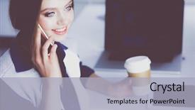  Presentation with confident - Presentation theme having employee efficiency - young confident businesswoman working background and a light gray colored foreground