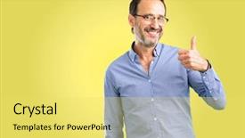  Presentation with middle east camel caravan - Amazing theme having employee energy - handsome middle age man smiling backdrop and a yellow colored foreground