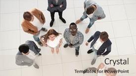  Presentation with team business top view - Audience pleasing theme consisting of employee energy - top view business woman talking backdrop and a lemonade colored foreground