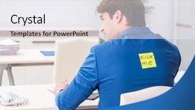  Presentation with office - Beautiful presentation featuring employee first day - office prank with kick me backdrop and a sky blue colored foreground