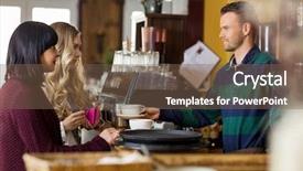  Presentation with bartender - Audience pleasing theme consisting of employee friendly - side view of bartender serving backdrop and a violet colored foreground