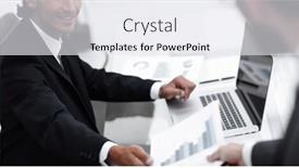  Presentation with financial report - Cool new slide set with employee gives the manager the financial report backdrop and a sky blue colored foreground