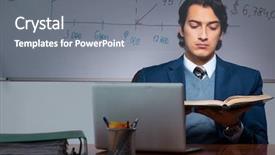  Presentation with late - PPT layouts having employee handbook - financial specialist working late background and a gray colored foreground