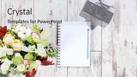  Presentation with planning - Presentation enhanced with employee handbook - notebook camera with pen background and a light gray colored foreground