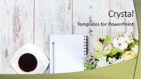  Presentation with planning - Colorful PPT theme enhanced with employee handbook - notebook with pen for planning backdrop and a white colored foreground