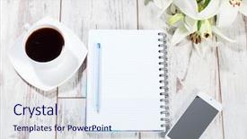  Presentation with planning - PPT layouts consisting of employee handbook - notebook with pen for planning background and a sky blue colored foreground