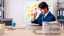  Presentation with office fruit - Beautiful PPT layouts featuring employee handbook - young businessman working backdrop and a  colored foreground