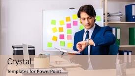  Presentation with working togheter kids - Beautiful presentation featuring employee handbook - young businessman working backdrop and a  colored foreground