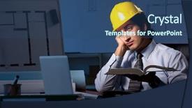  Presentation with young students working in groups - Colorful slide deck enhanced with employee handbook - young construction architect working backdrop and a ocean colored foreground