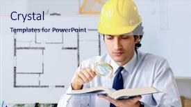  Presentation with project - Audience pleasing theme consisting of employee handbook - young handsome architect working backdrop and a sky blue colored foreground