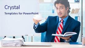  Presentation with whiteboard - Slide set consisting of employee handbook - young handsome businessman in front background and a sky blue colored foreground