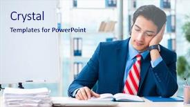  Presentation with whiteboard - Beautiful slide deck featuring employee handbook - young handsome businessman in front backdrop and a sky blue colored foreground