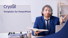  Presentation with office - Amazing theme having employee handbook - young handsome businessman working backdrop and a sky blue colored foreground