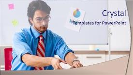  Presentation with financial wellness - Slide set having employee handbook - young male financial manager working background and a sky blue colored foreground