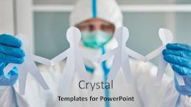  Presentation with epidemic - Presentation theme having employee-holds-paper-cut background and a light gray colored foreground