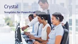  Presentation with employee - Colorful slide set enhanced with employee in a call centre backdrop and a lemonade colored foreground