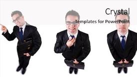  Presentation with employee - Colorful presentation enhanced with employee in suit with briefcase backdrop and a white colored foreground