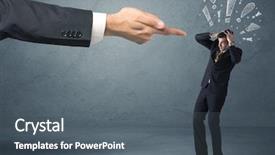  Presentation with last - Cool new slide set with employee in trouble getting last backdrop and a  colored foreground