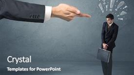  Presentation with last - Colorful slides enhanced with employee in trouble getting last backdrop and a gray colored foreground