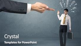  Presentation with last - Colorful slides enhanced with employee in trouble getting last backdrop and a gray colored foreground