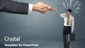  Presentation with last - Colorful slides enhanced with employee in trouble getting last backdrop and a gray colored foreground