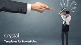  Presentation with last - Colorful PPT theme enhanced with employee in trouble getting last backdrop and a gray colored foreground