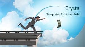  Presentation with incentive - Presentation theme with employee incentive - businessman chasing money on fishing background and a cool aqua colored foreground