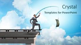  Presentation with fishing - Amazing theme having employee incentive - businessman chasing money on fishing backdrop and a  colored foreground