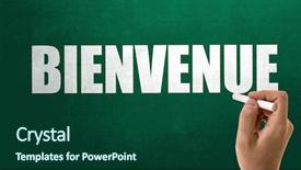  Presentation with welcome - Cool new PPT theme with welcome in french backdrop and a forest green colored foreground