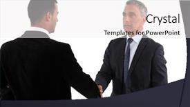  Presentation with handshake - Audience pleasing PPT theme consisting of employee interviews - business handshake backdrop and a white colored foreground