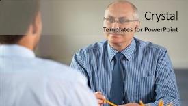  Presentation with job interview - Cool new slides with employee interviews - job interview senior manager backdrop and a light gray colored foreground